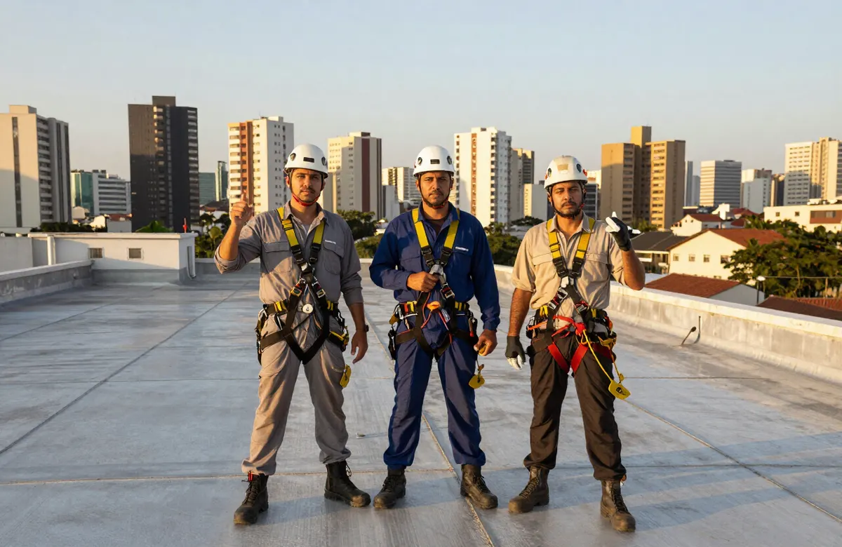 Equipe profissional ImperMais em laje impermeabilizada